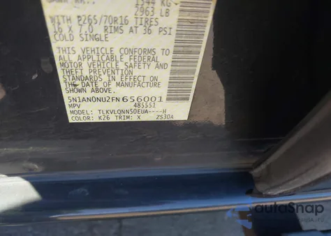 2015 Nissan Xterra X from USA, damaged, VIN 5N1AN0NU2FN656001